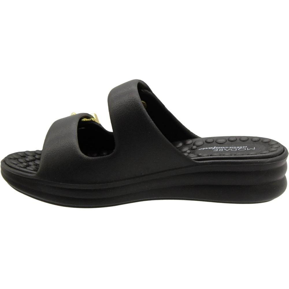 Tamanco Slide Modare Anabela Fivela Decorativa Feminino Preto 2