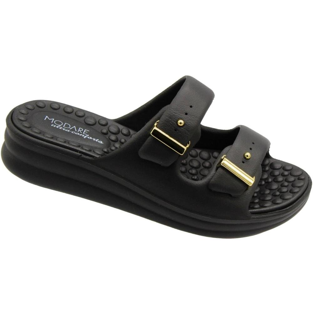 Tamanco Slide Modare Anabela Fivela Decorativa Feminino Preto 3