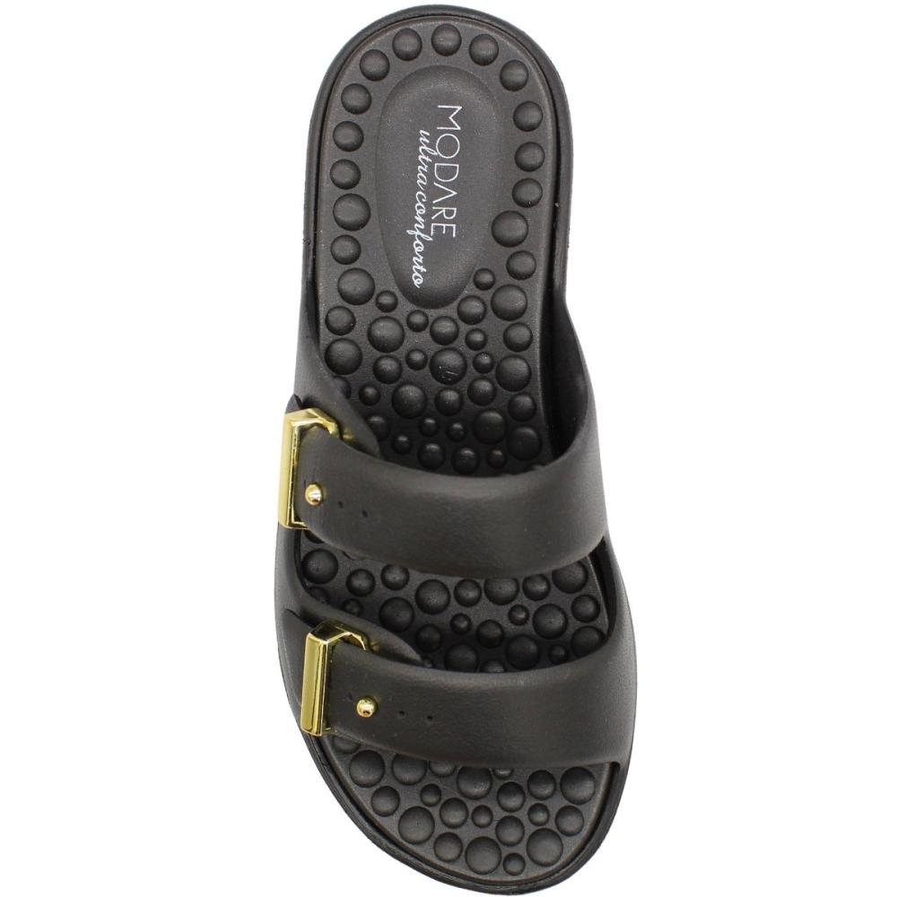 Tamanco Slide Modare Anabela Fivela Decorativa Feminino Preto 4