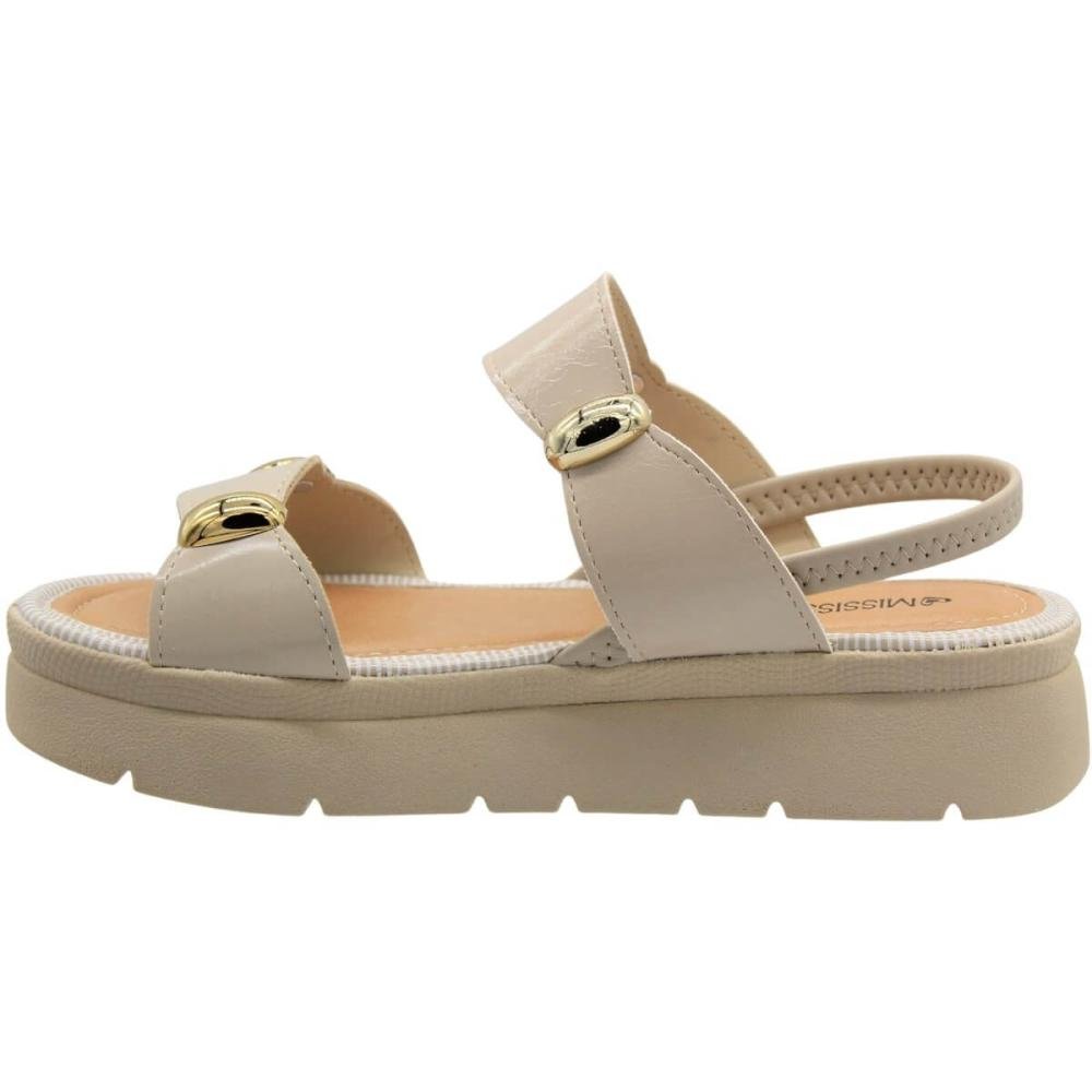 Sandália Plataforma Mississipi Tira Grossa Adornada Feminina Branco 2