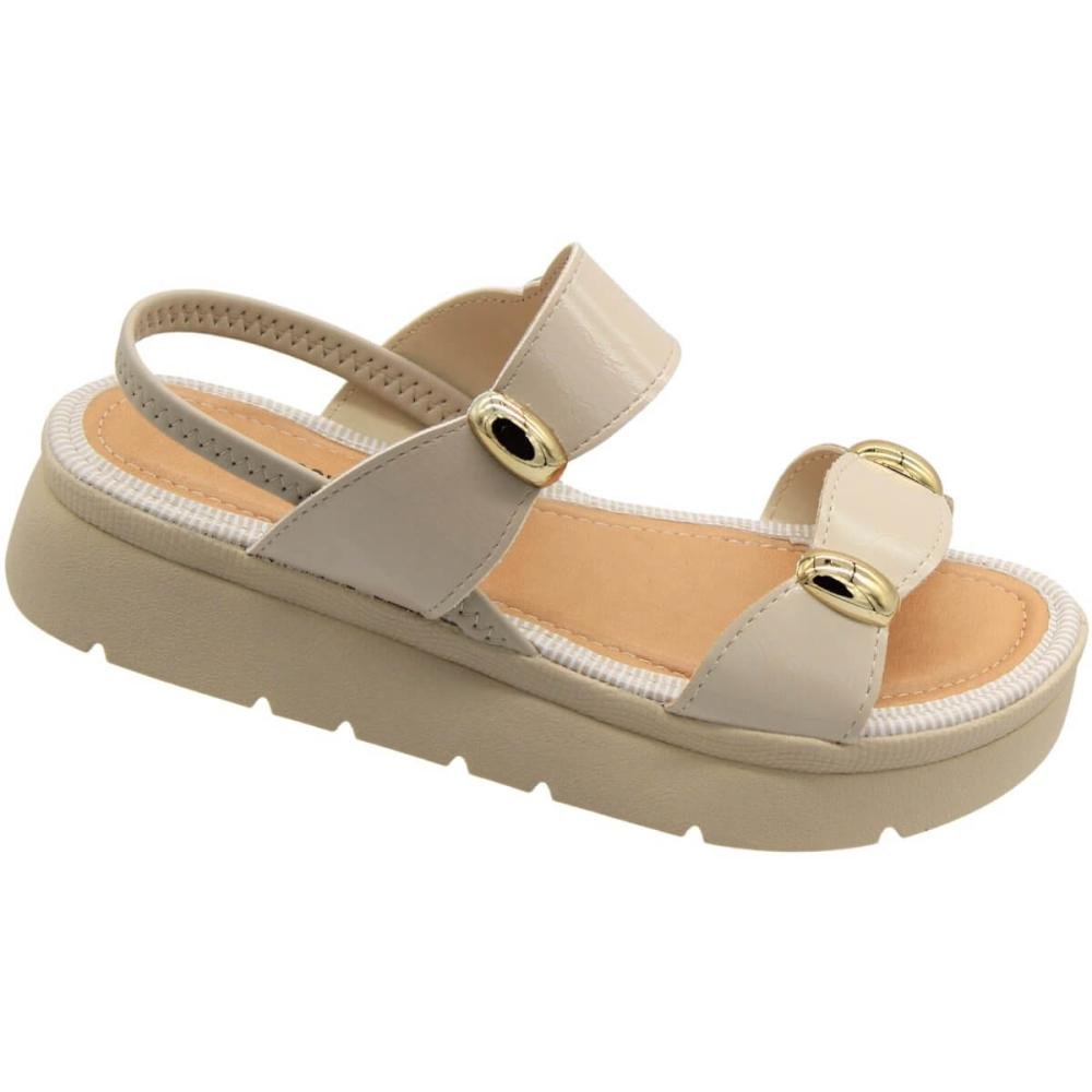 Sandália Plataforma Mississipi Tira Grossa Adornada Feminina Branco 3