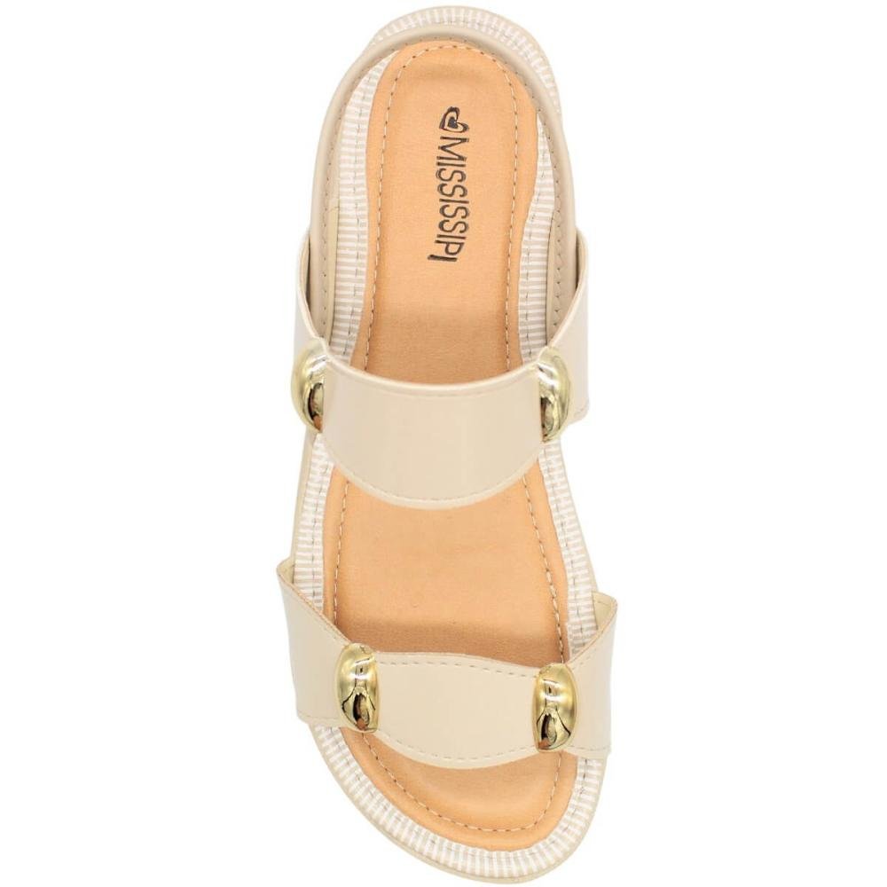 Sandália Plataforma Mississipi Tira Grossa Adornada Feminina Branco 4