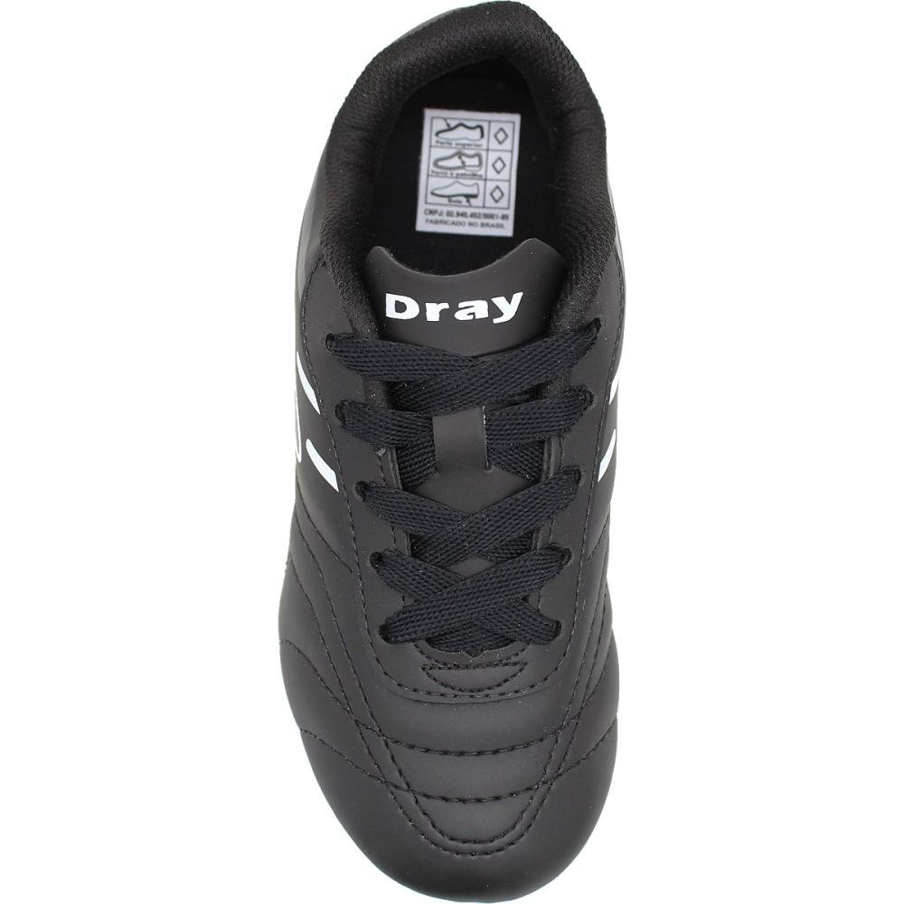 Chuteira de Campo Infantil Dray Spedy Costuras Masculina Preto 4
