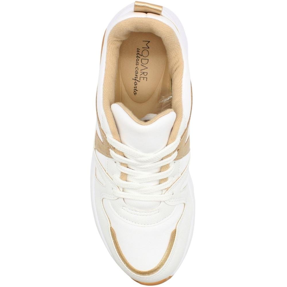 Tênis Jogging Modare Ultraconforto Napa Suprema Feminino Branco/Bege 4