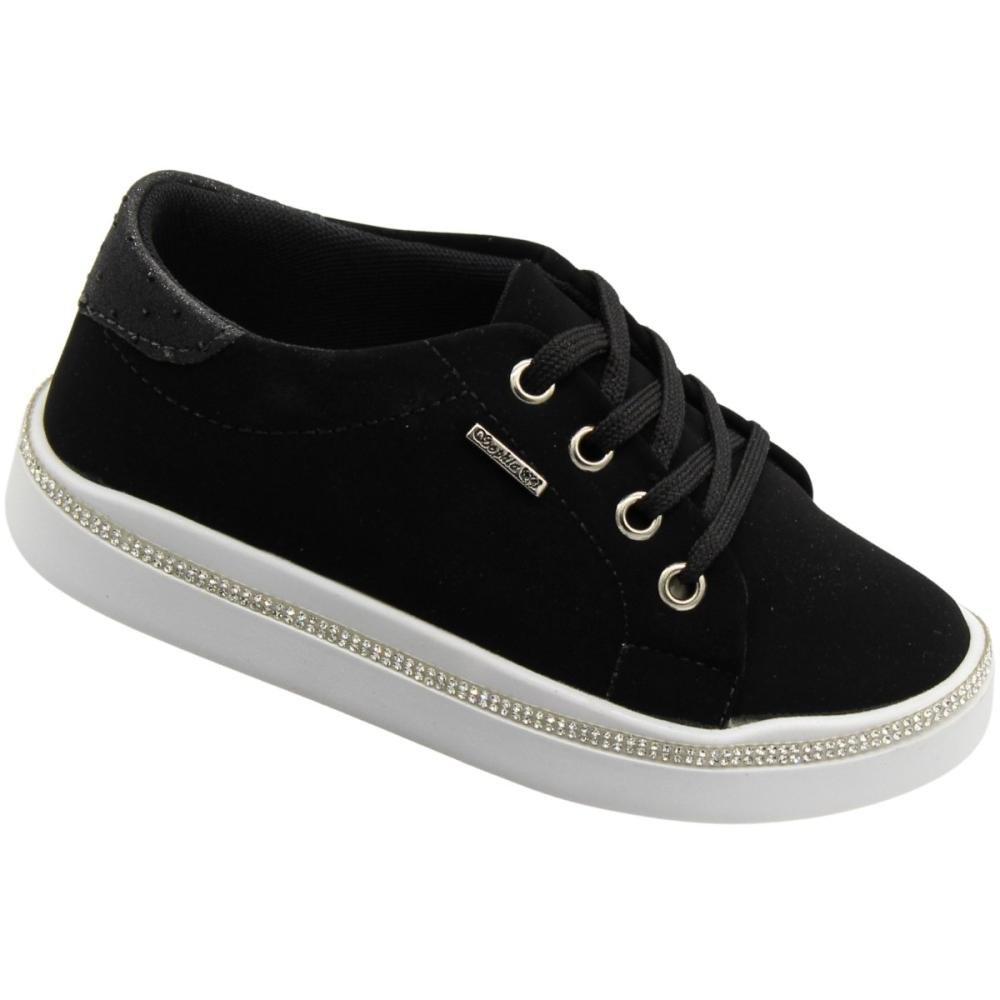 Tênis Casual Infantil Sophia Almeida Strass Giltter Menina Preto 3