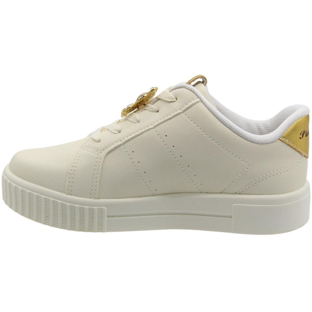 Tênis Casual Infantil Pink Cats Crystal Butterfly Menina Bege 2