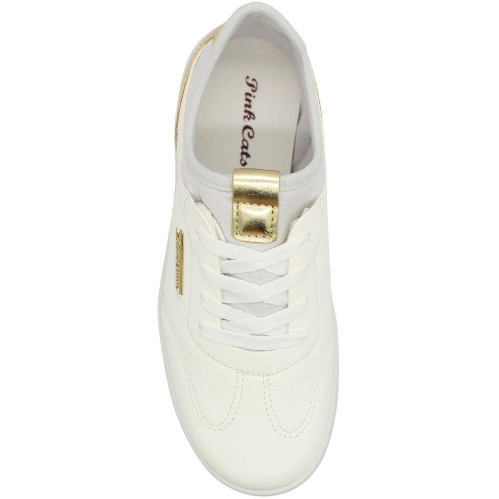 Tênis Casual Infantil Pink Cats Vercelli Macio Menina Branco/Dourado 4