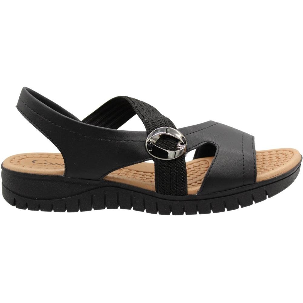 Sandália Anabela Campesí Tira Elástica Adorno Metal Feminina