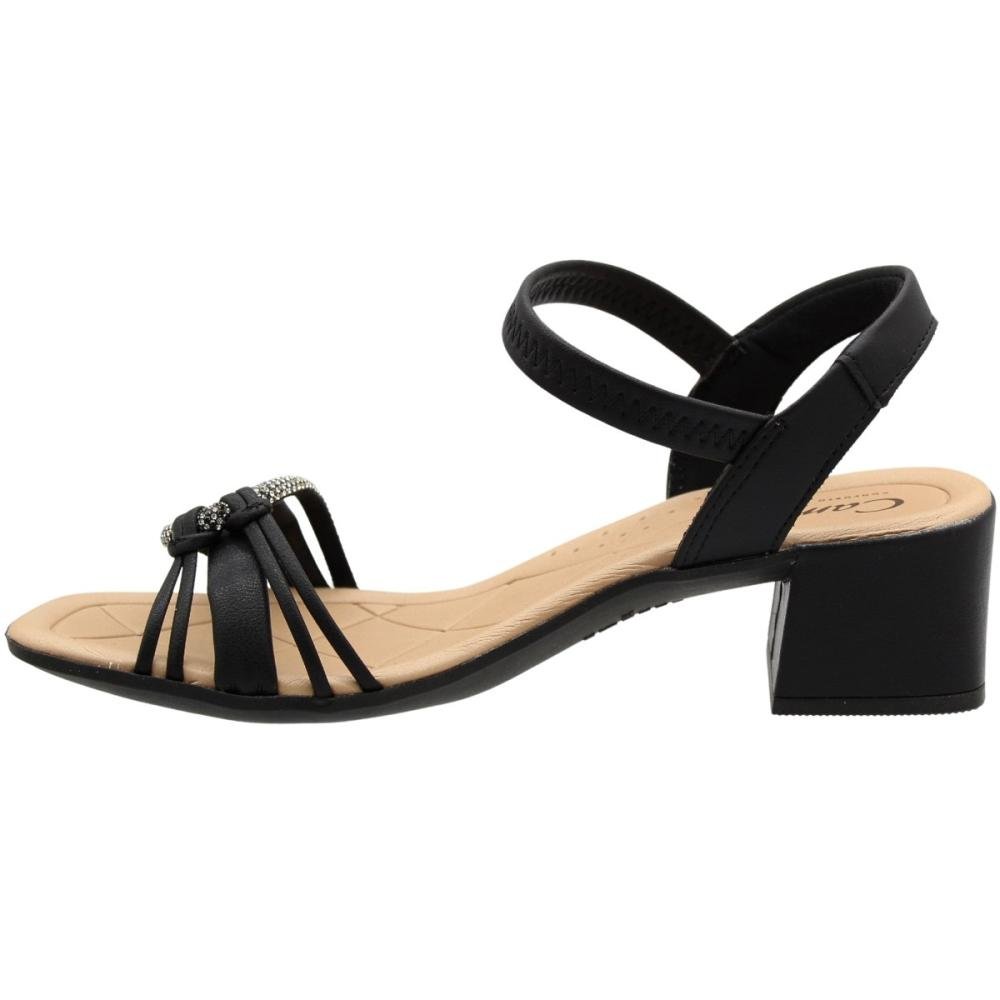 Sandália Salto Baixo Campesí Tira Em Strass Feminina Preto 2