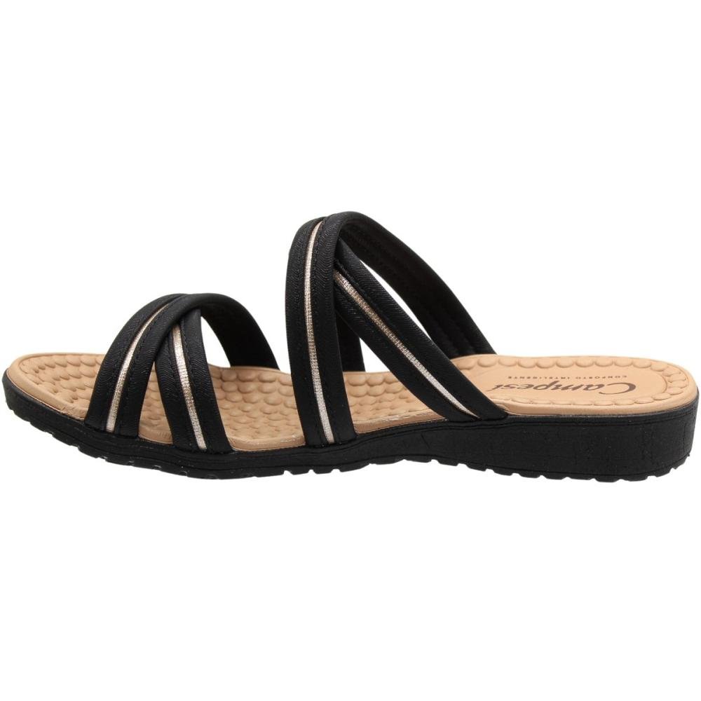 Tamanco Salto Baixo Campesí Tiras Cruzadas Anabela Feminino Preto 2