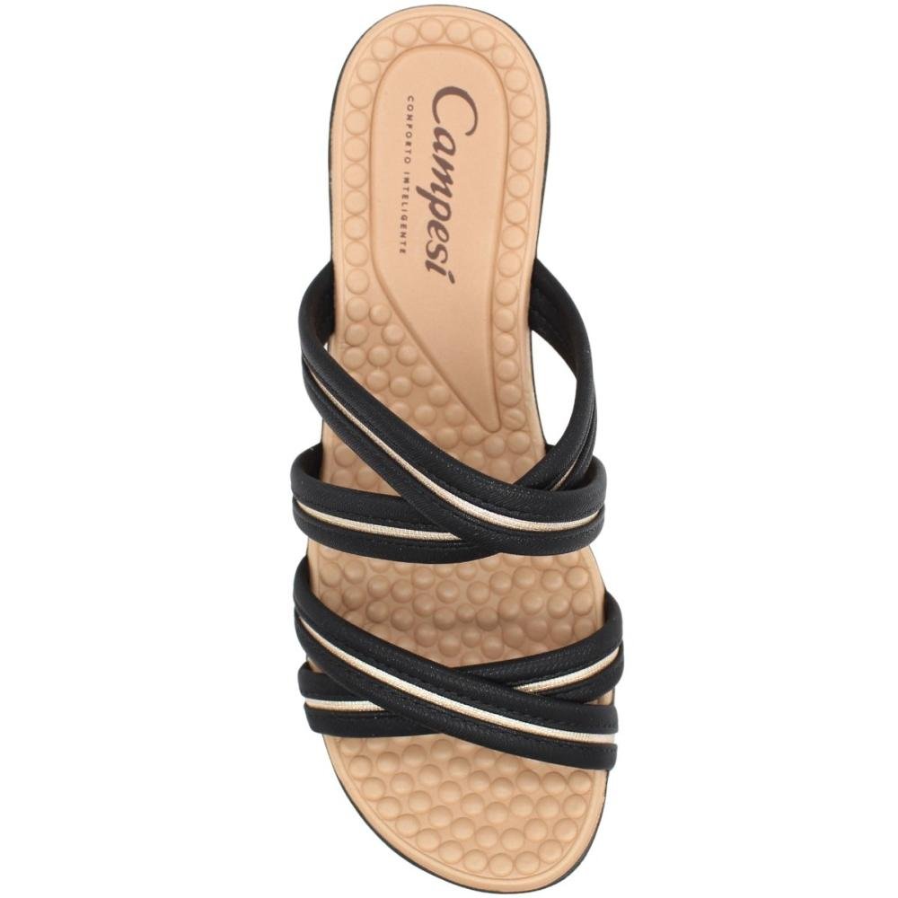 Tamanco Salto Baixo Campesí Tiras Cruzadas Anabela Feminino Preto 4