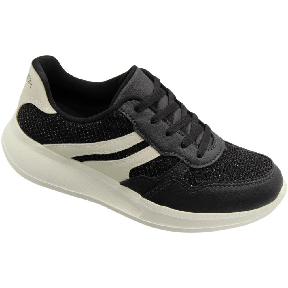 Tênis Esportivo Mississipi Recortes Knit Vercelli Feminino Preto 3