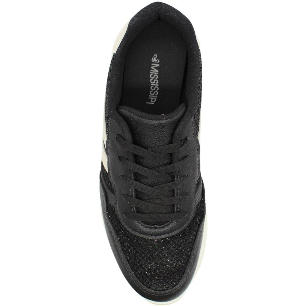 Tênis Esportivo Mississipi Recortes Knit Vercelli Feminino Preto 4