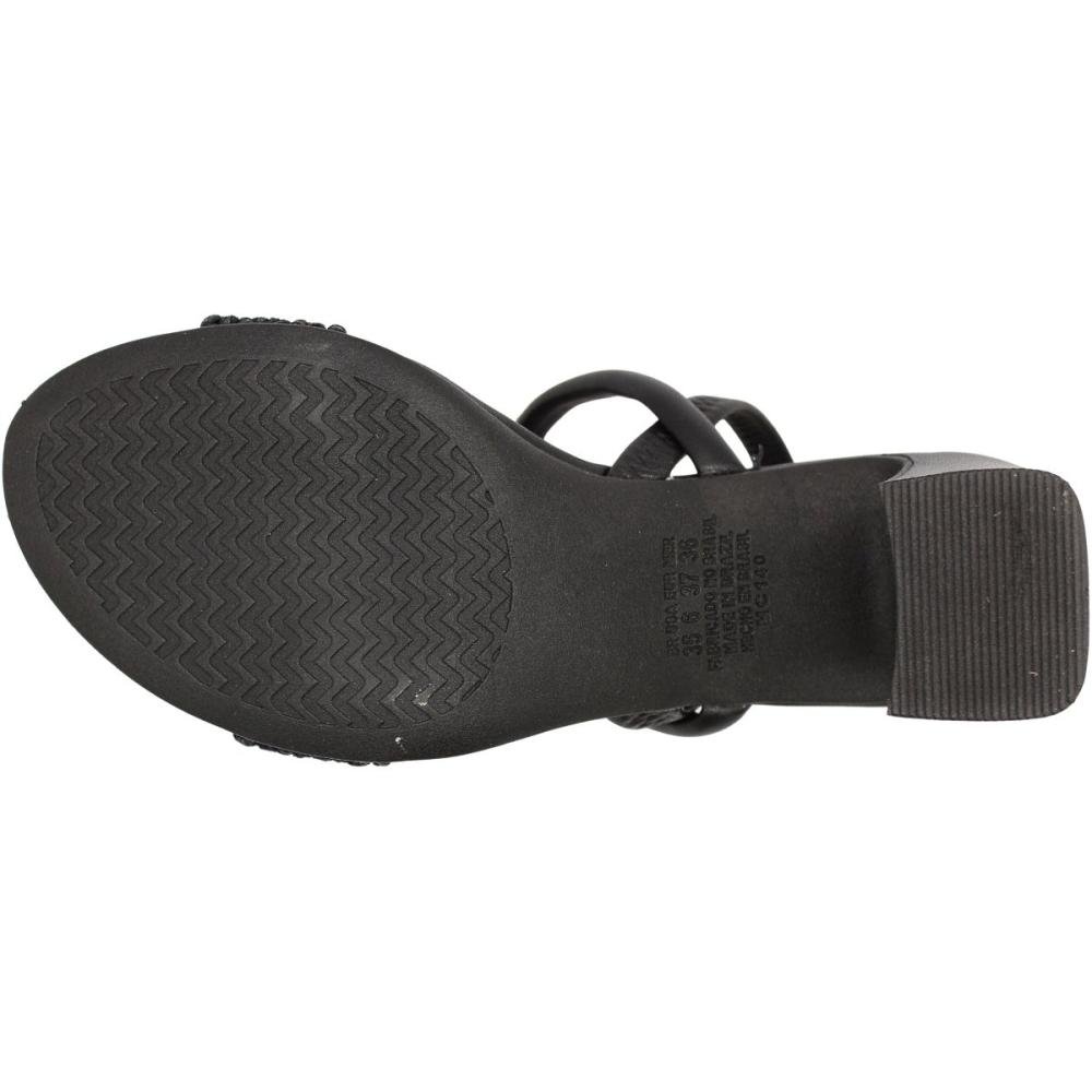 Sandália Salto Médio MIssissipi Adorno Tira Tramada Feminina Preto 5