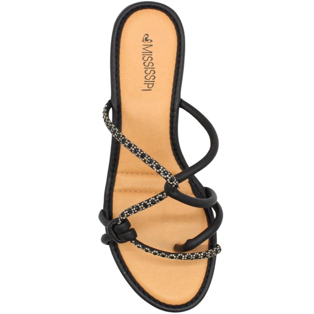 Sandália Salto Médio Bloco Mississipi Strass Shine Feminina Preto 4