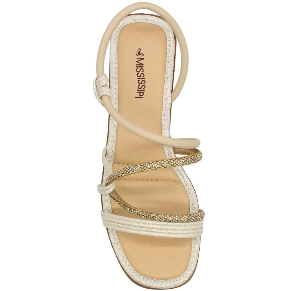 Sandália Salto Anabela Mississipi Delicada Strass Feminina Branco 4