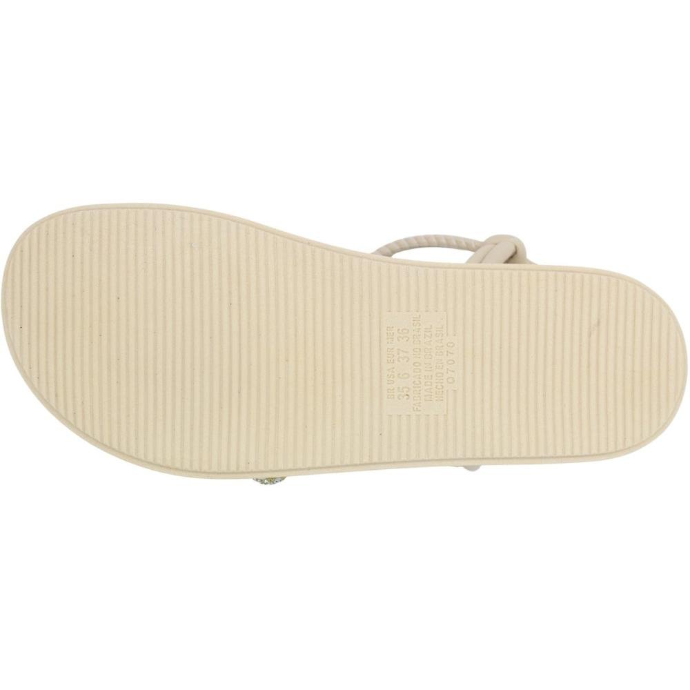 Sandália Plataforma Mississipi Tiras Strass Brilho Feminina Bege 5