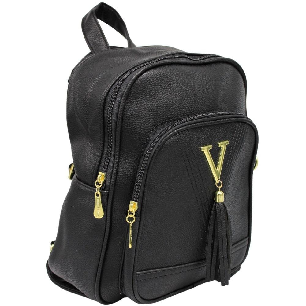 Mochila Bolsa Victtoria Voice Detalhe V Com Tassel Feminina Preto 2