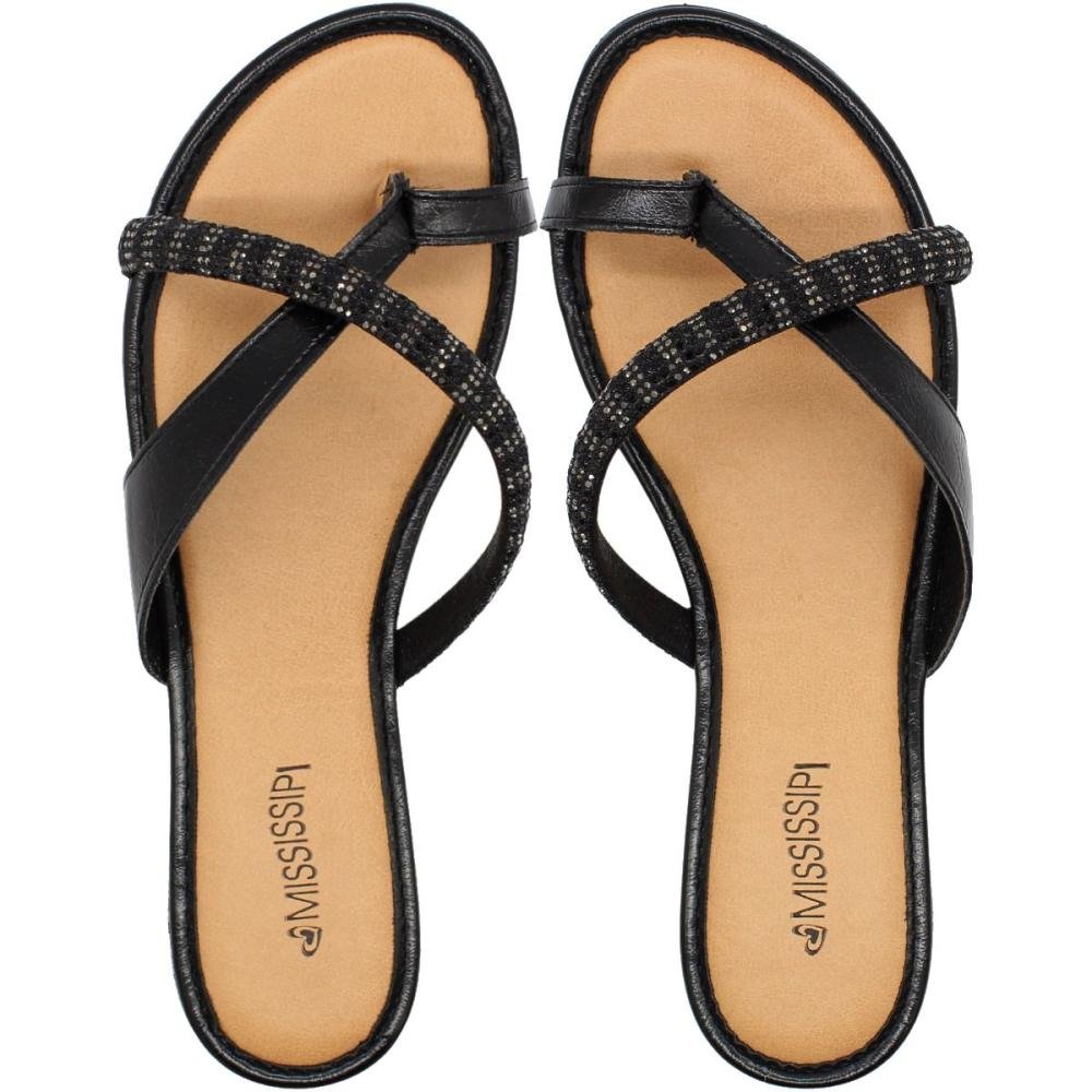 Tamanco De Dedo Rasteiro Mississipi  Tira Strass Feminino