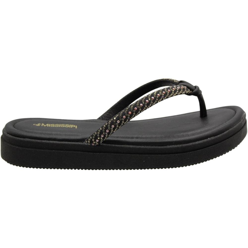Chinelo De Dedo Mississipi Tira Com Strass Nózinho Feminino Preto 2
