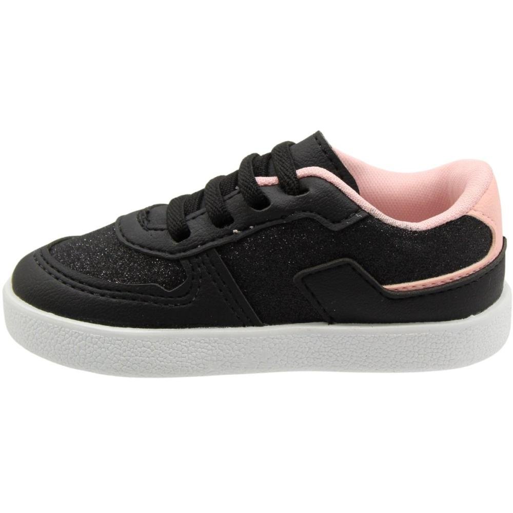 Tênis Casual Infantil Camin Joy Glitter Menina Preto/Rosa 2