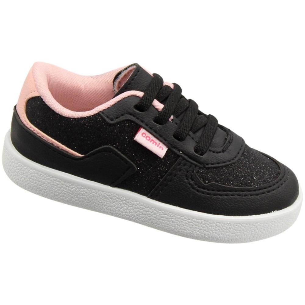 Tênis Casual Infantil Camin Joy Glitter Menina Preto/Rosa 3