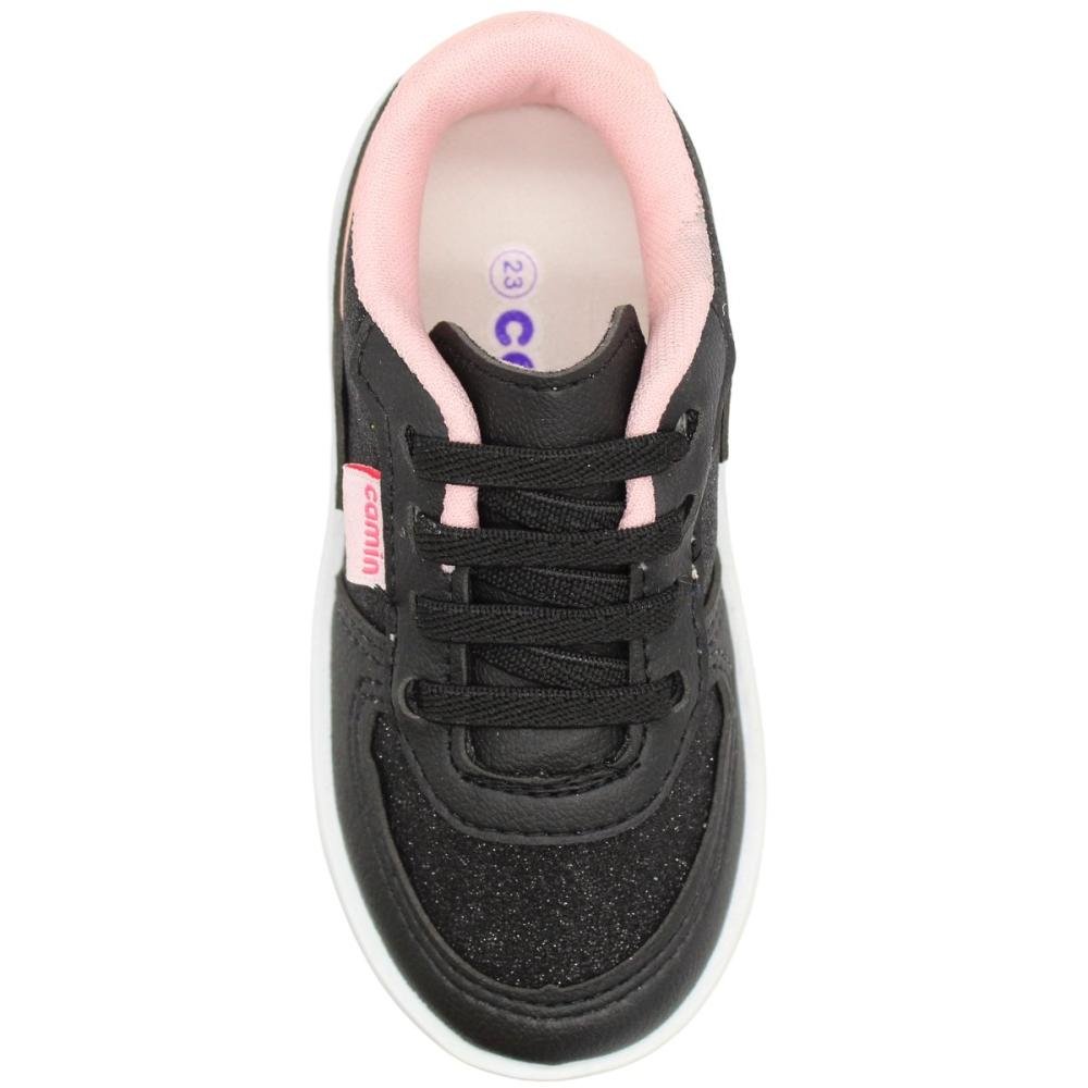 Tênis Casual Infantil Camin Joy Glitter Menina Preto/Rosa 4