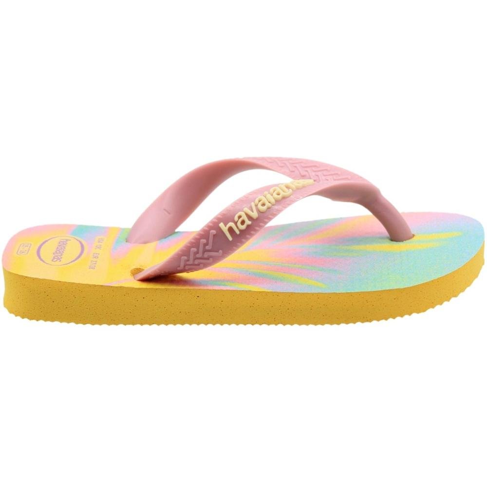Chinelo De Dedo Juvenil Havaianas Top Fashion Menina Amarelo/Rosa 2