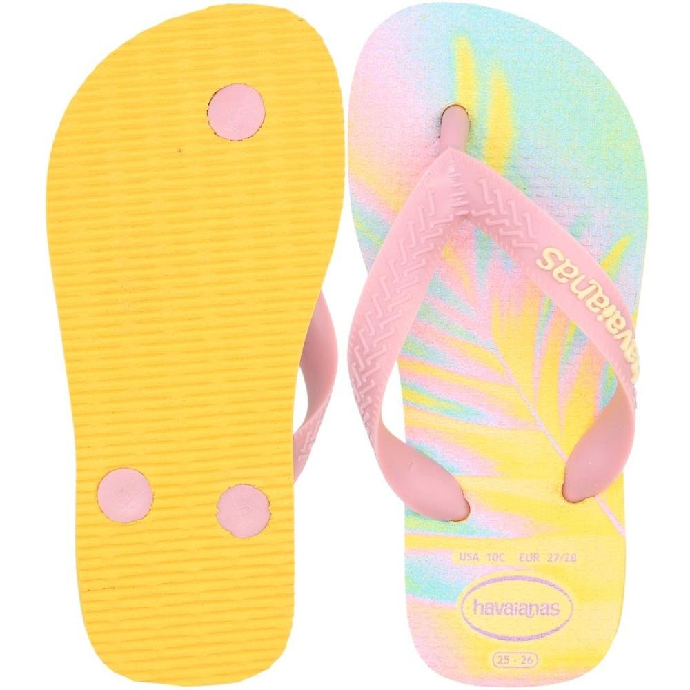 Chinelo De Dedo Juvenil Havaianas Top Fashion Menina Amarelo/Rosa 3