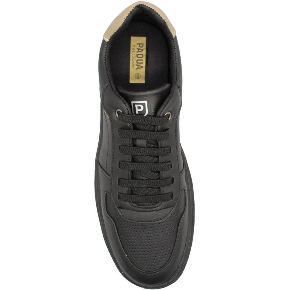 Tênis Casual Pádua Lecce Cadarço Elástico Macio Masculino Preto 4