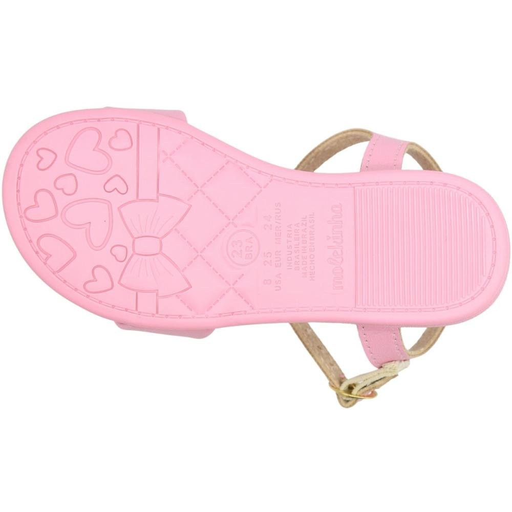 Sandália Rasteira Baby Molekinha Napa Fivela Menina Rosa 5