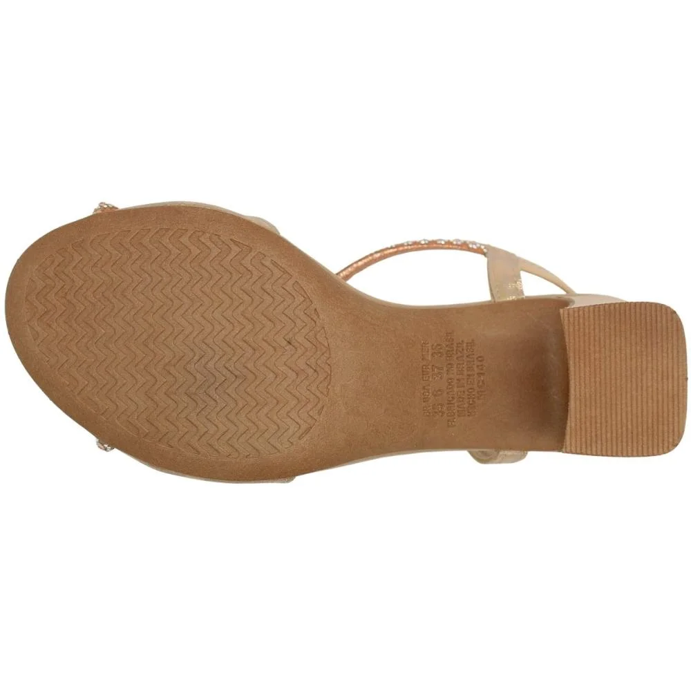 Sandália Salto Médio Mississipi Tira Strass Calce Fácil Feminina  Bege 5