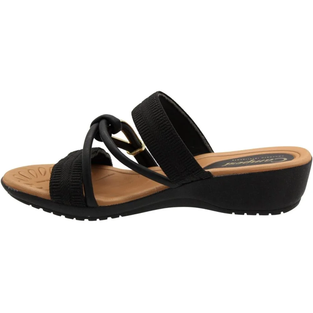 Tamanco Salto Anabela Campesí Tira Aplique Metal Feminino Preto 2