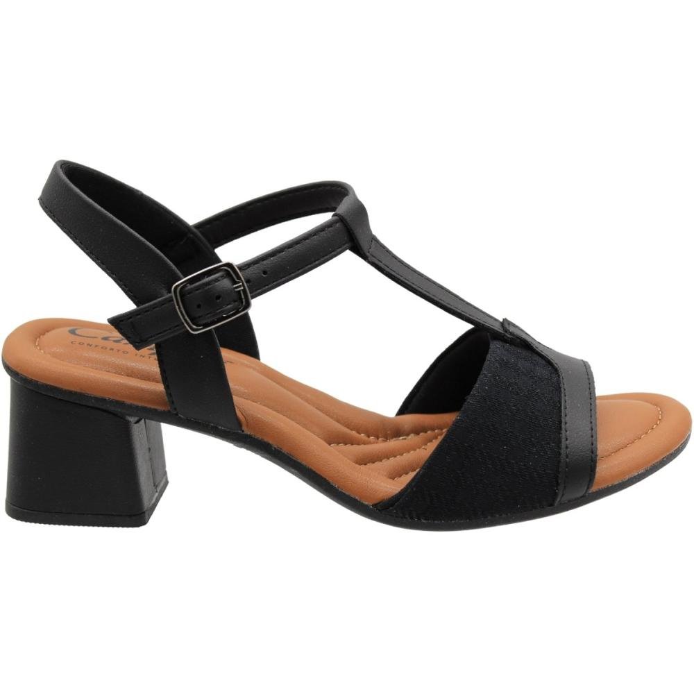 Sandália Salto Médio Campesí  Fivela Tira Larga Feminina 