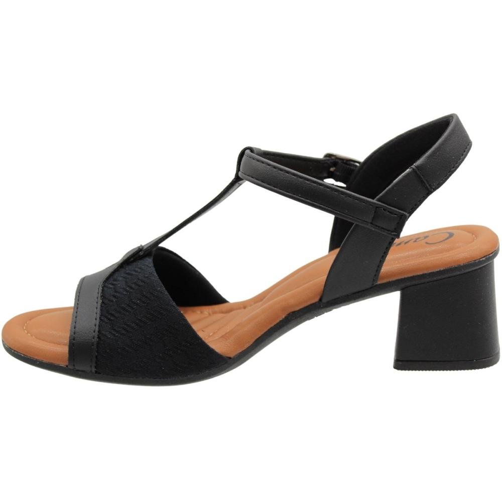 Sandália Salto Médio Campesí  Fivela Tira Larga Feminina  Preto 2