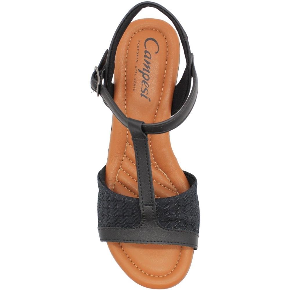 Sandália Salto Médio Campesí  Fivela Tira Larga Feminina  Preto 4