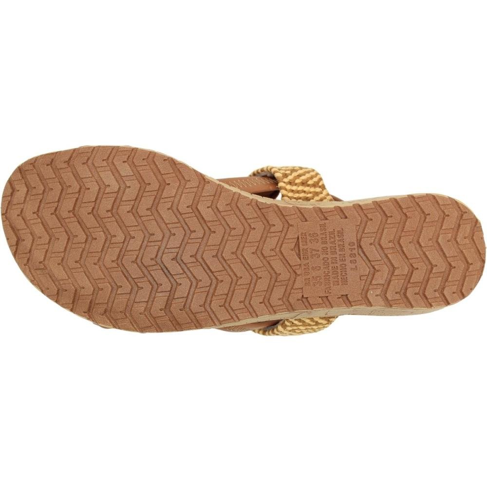 Sandália Salto Baixo Campesí Aplique Metalizado Feminino Marrom 5