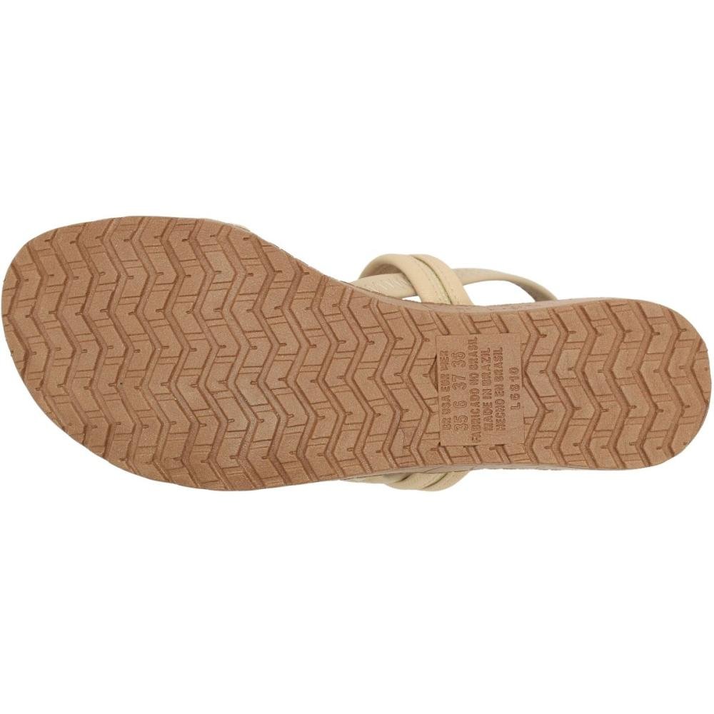 Sandália Salto Baixo Campesí Tiras Cruzadas Brilho Feminino Bege 5