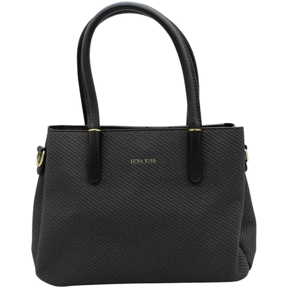 Bolsa de Mão Transversal Luna Kiss Texturizada Charme Pequena Preto 2