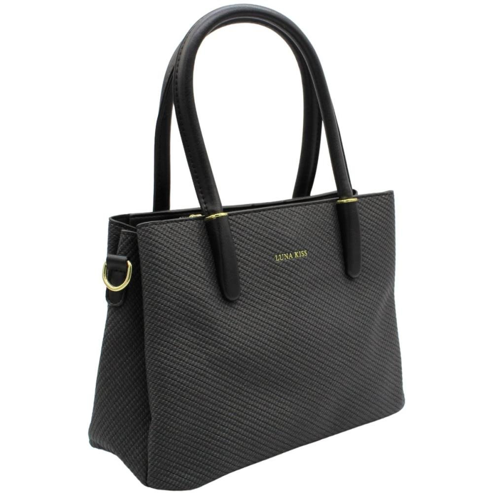 Bolsa de Mão Transversal Luna Kiss Texturizada Charme Pequena Preto 3