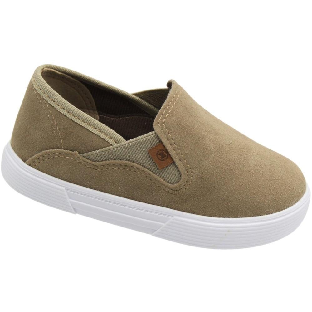 Tênis Slip On Baby Molekinho Camurção Elástico Menino Bege 3