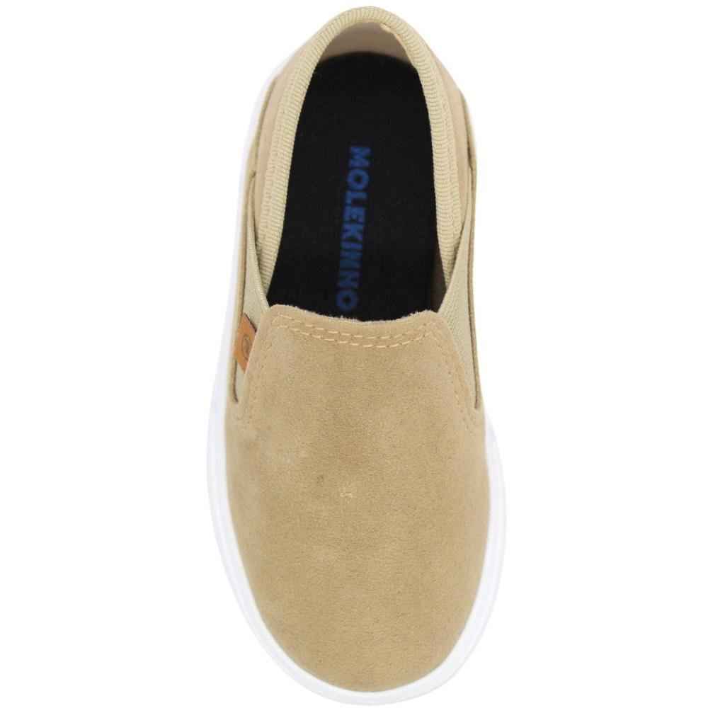 Tênis Slip On Baby Molekinho Camurção Elástico Menino Bege 4
