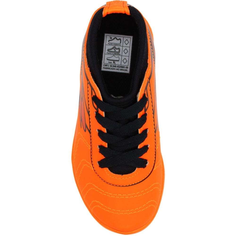 Chuteira Futsal Indoor Infantil Dray Botinha Macia Menino Laranja 4