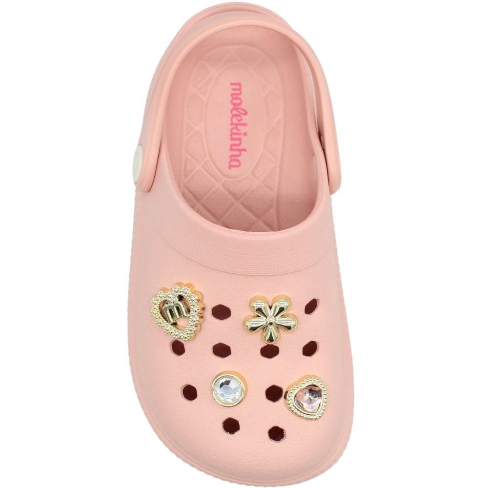 Babuche Infantil Molekinha EVA Enfeites Removíveis Juvenil Menina Rosa 5