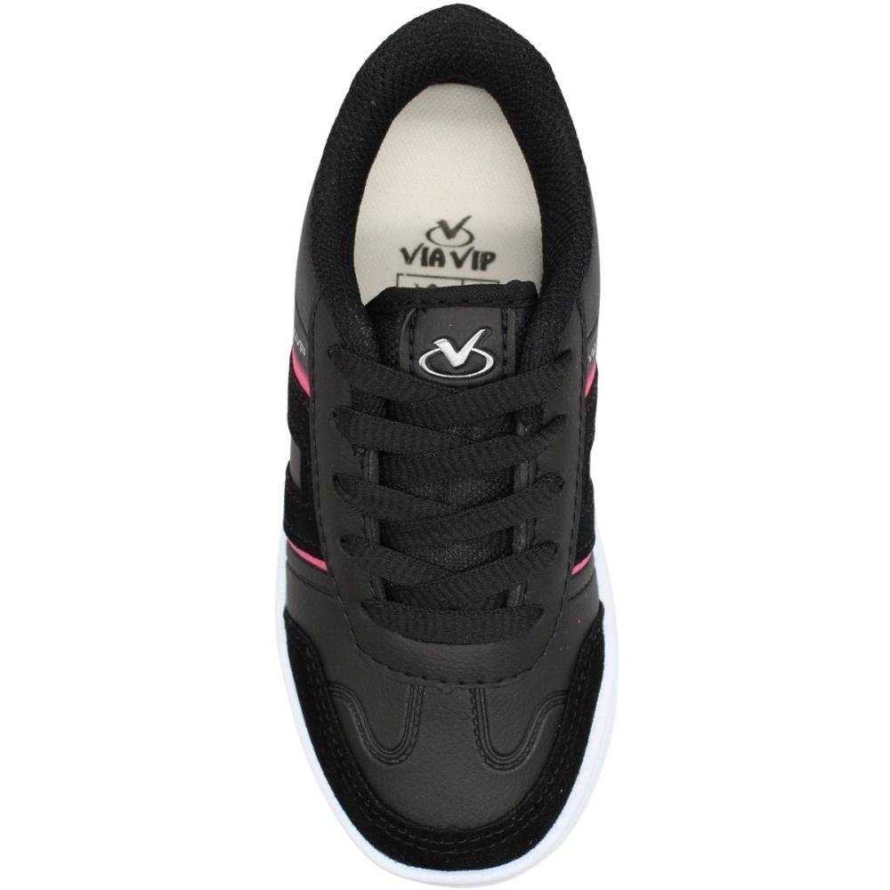 Tênis Infantil Via Vip Escolar Juvenil Camurça Menina Preto/Rosa 4
