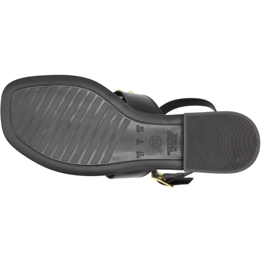 Sandália Rasteira Via Scarpa Apliques Metálicos Feminina Preto 5