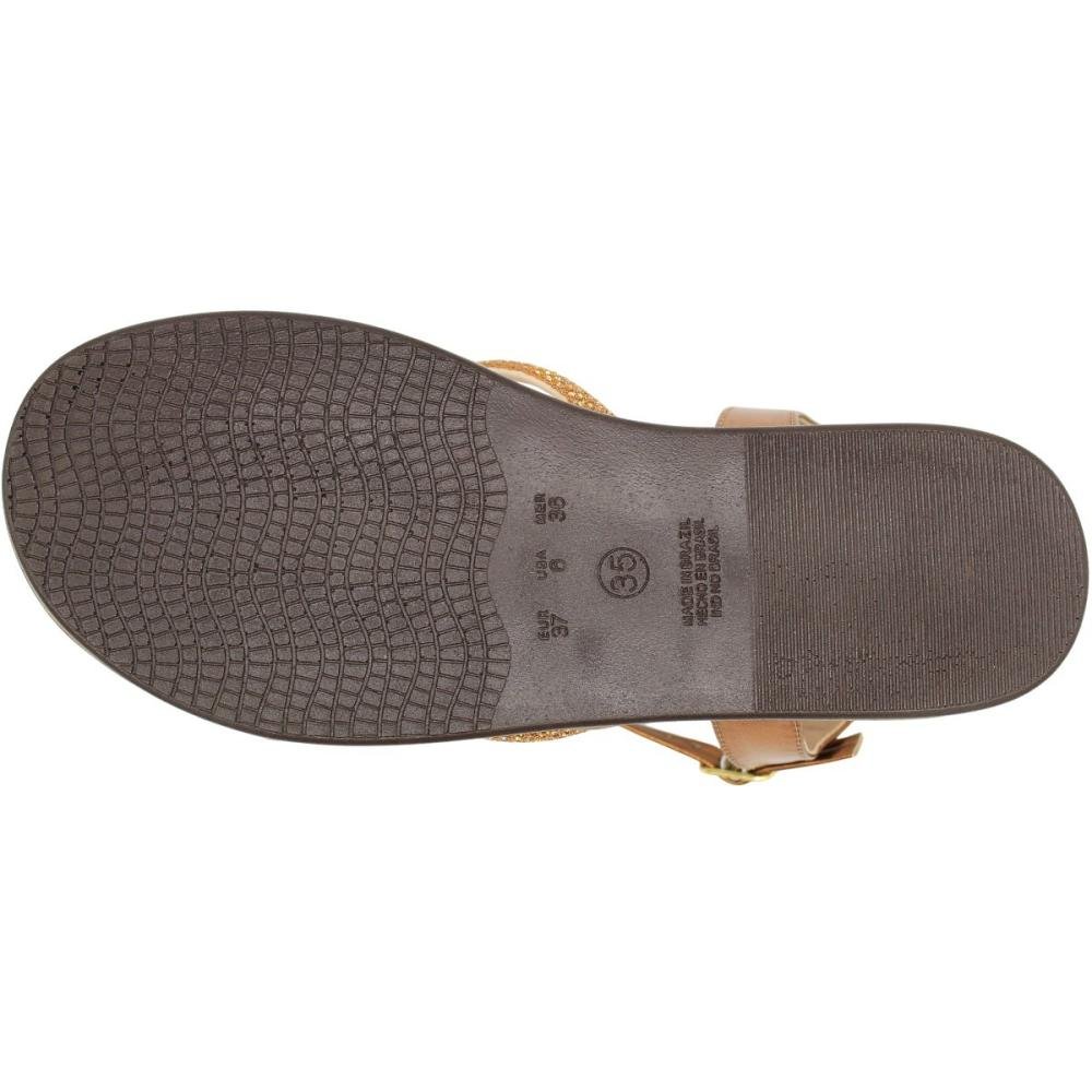 Sandália De Dedo Via Scarpa Tiras Cruzadas Strass Caviar Feminina Dourado 5