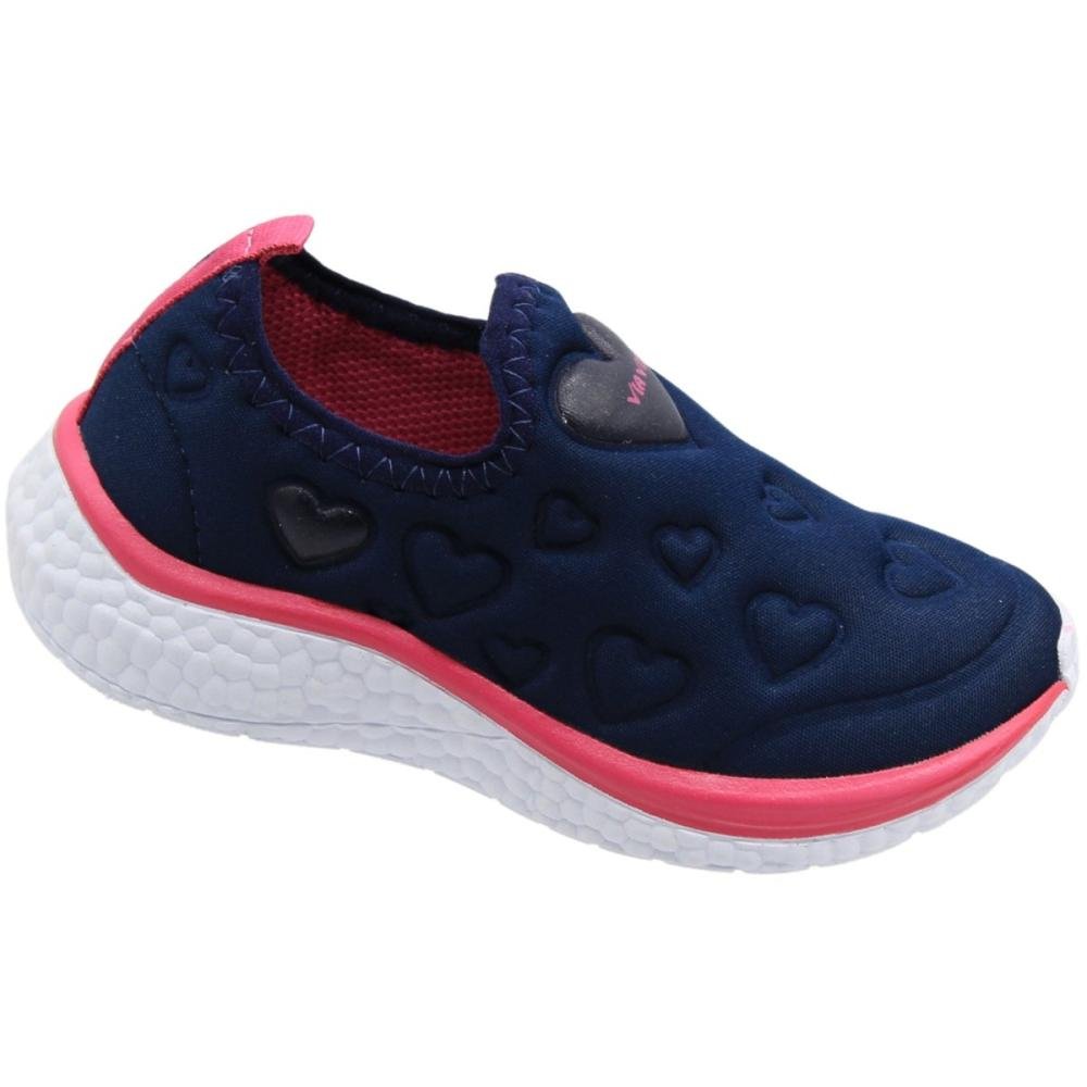 Tênis Sem Cadarço Infantil Via Vip Corações Fofinhos Menina Azul 3