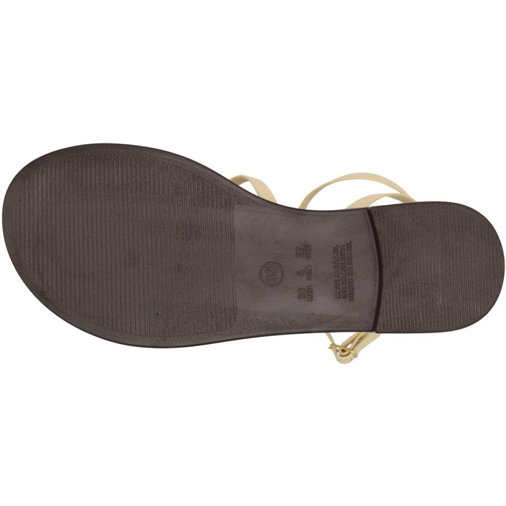 Sandália Rasteira Via Scarpa Adorno Duplo Em Pedra Feminina Bege 5