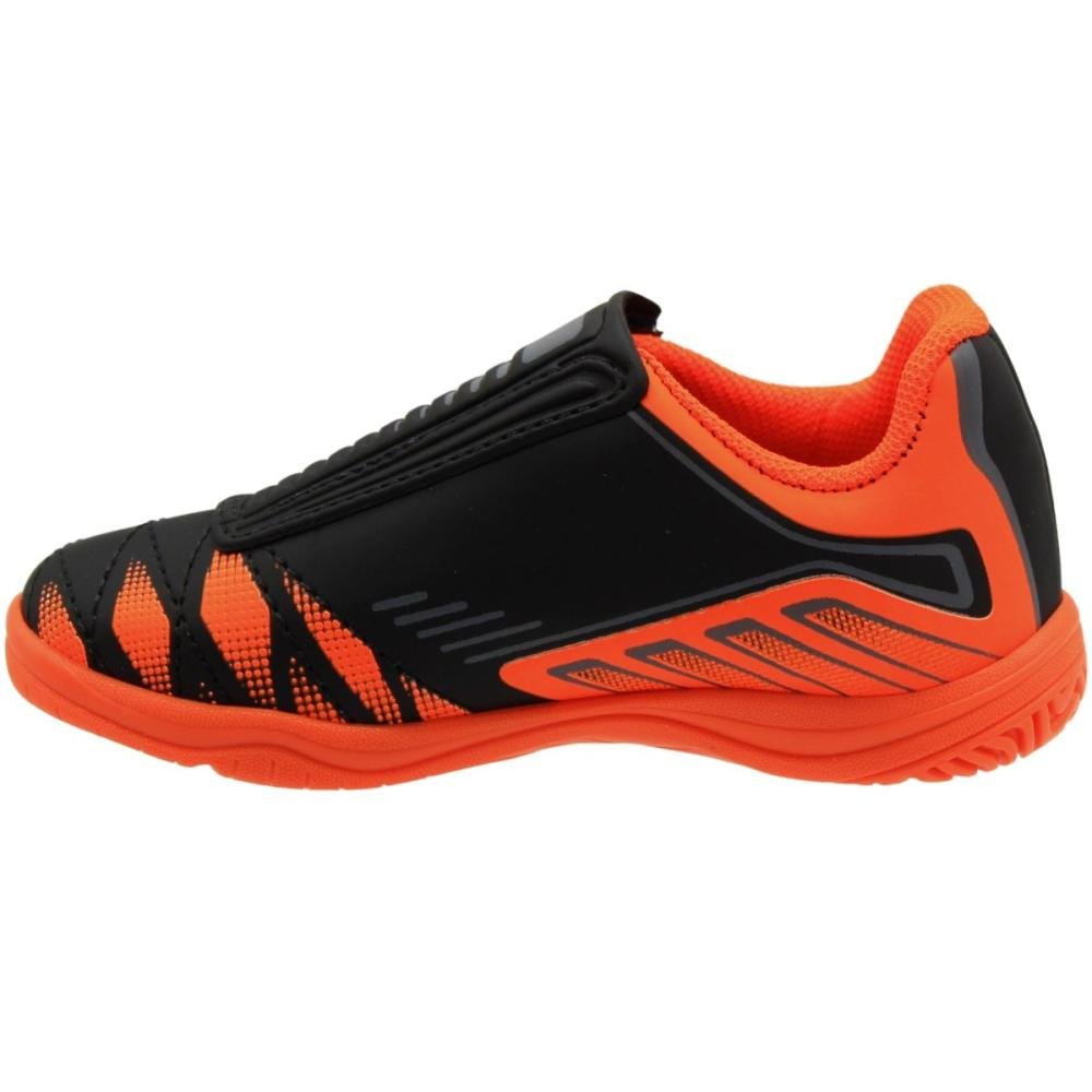 Chuteira Futsal Infantil Dray Sem Cadarço Indoor Menino Preto/Laranja 2